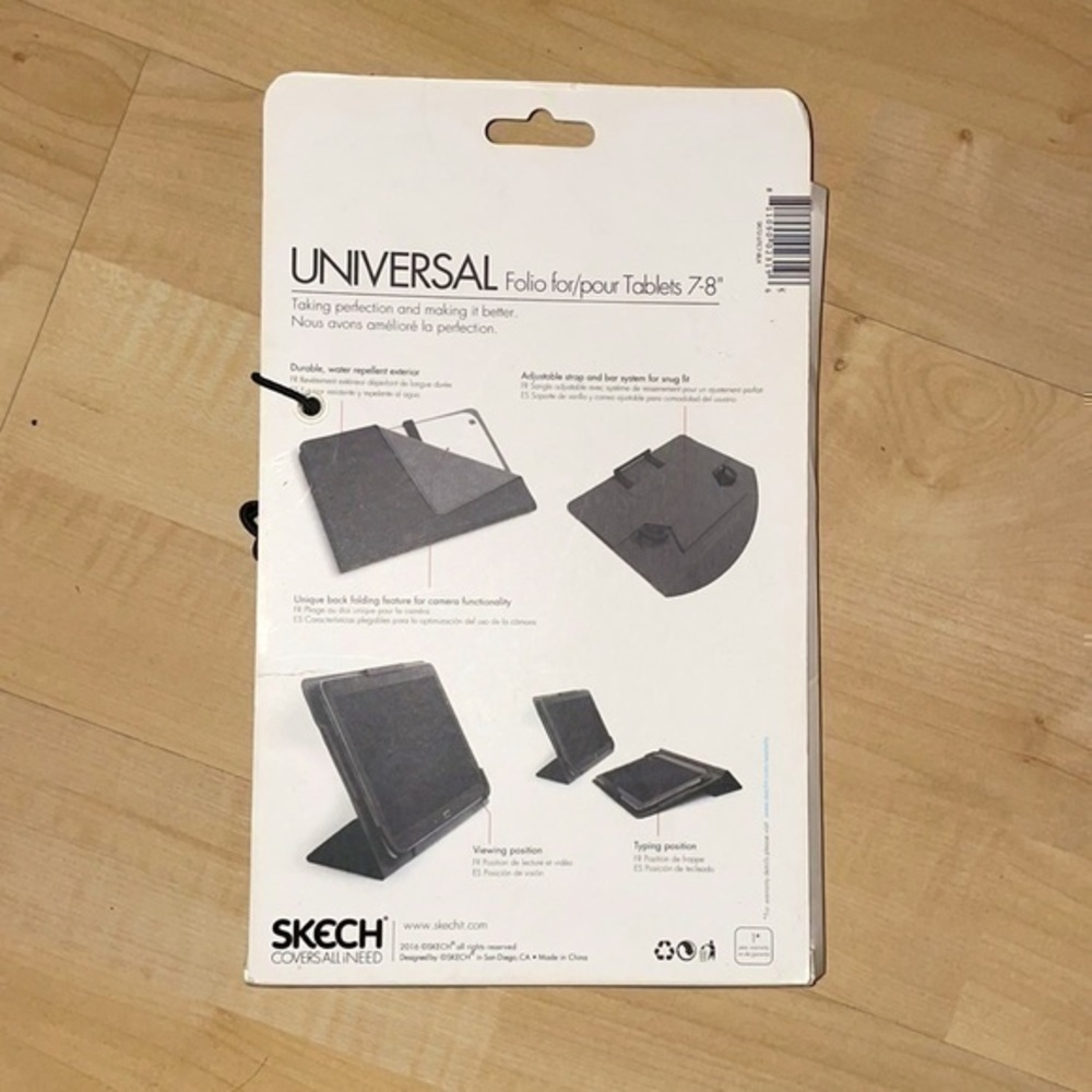 NWT Skech universal case for 7-8” tablet flip cover + stand position black grey - Picture 10 of 12
